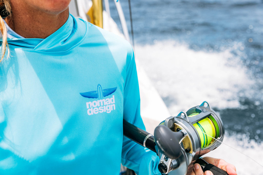 Nomad Design Womens Tech Fishing Shirt Hooded - Flyer Teal X Large