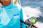 Nomad Design Womens Tech Fishing Shirt Hooded - Flyer Teal X Large