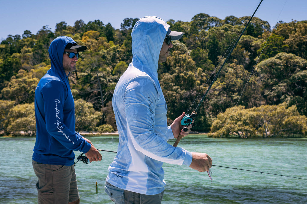 Nomad Design Tech Fishing Shirt Hooded - Camo Splice Blue