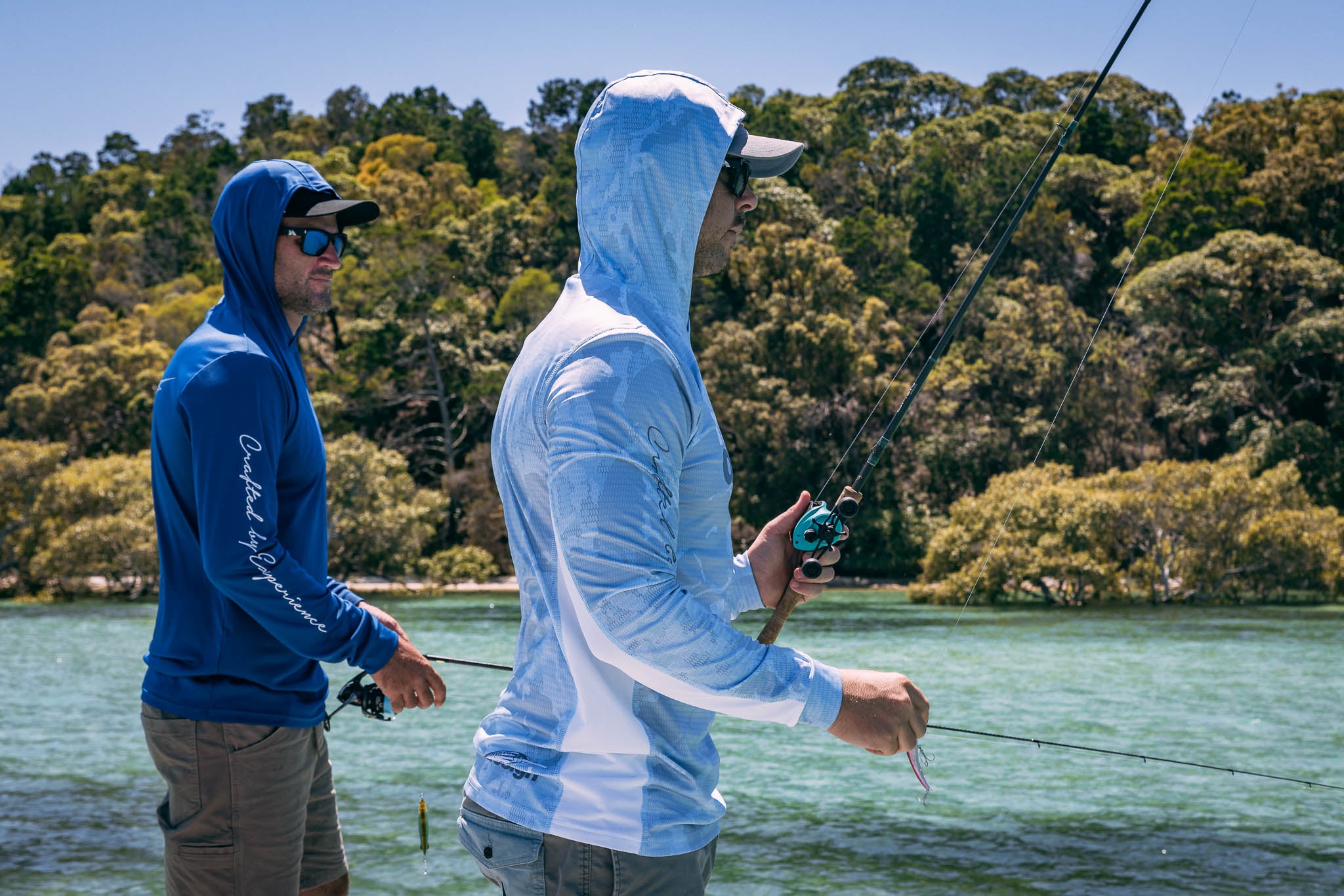 Nomad Design Tech Fishing Shirt Hooded - Camo Splice Blue