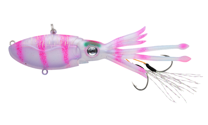 Nomad Design Squidtrex Fishing Lure With Patented Technology Vibration Design - TPE Soft Plastic Bkk Assist Hooks Squid Lure 150 Vibe 6 4 3 4oz Purple Bandi